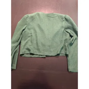 Miss Dorby‎ Vintage Green Houndstooth Cropped shirt Gold Crest Buttons thumbnail 5