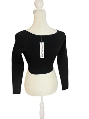 Alice + Olivia Sharee Cropped Pullover Black Size Small NWT Cutout thumbnail 7