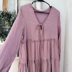 Altar'd State Tiered Ruffle Lilac Easter Spring Swing Dress Tie Front Boho‎ Sz M thumbnail 2