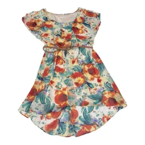 AUW FLoral Chiffon Blouson Dress Large Braided Narrow Belt thumbnail 7
