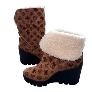 NEW GUESS Women's Tabloid Fashion Boot SZ-9.5 Brown White Faux Fur Lined thumbnail 8