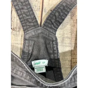 Aerie Charcoal Gray Corduroy Overalls Relaxed Straight Leg Raw Hem Small S thumbnail 5