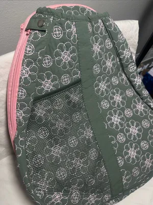 Quilted Olive Green Floral Crossbody Bag with Pink Trim by Oak and Reed. new thumbnail 3