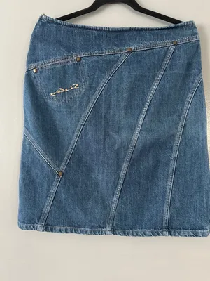 Womens size 8 Sisley Denim Skirt Vintage Y2K Asymmetrical Paneled Made Italy thumbnail 6