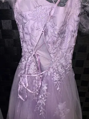 Source Unknown Lavender Lace Spaghetti-Strap Prom Dress thumbnail 4