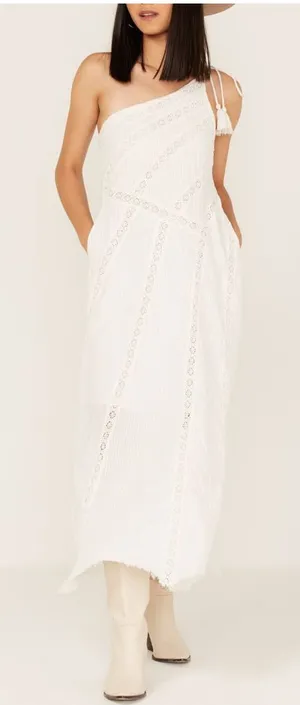 NWOT Free People White Bella One Shoulder Maxi Dress Boho - Size S‎ thumbnail 1