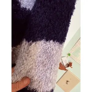 Talbots Ultra Plush Blue‎ White Striped Fuzzy Soft Sweater Wool Blend Size 2X thumbnail 8