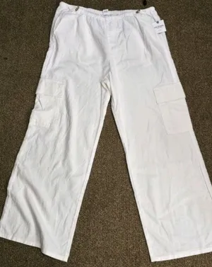 Arizona wide leg white cargo pants thumbnail 1