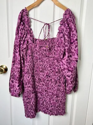 Free People Smock It To Me Mini Dress L Azalea Combo thumbnail 6