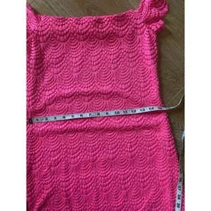 Lilly Pulitzer‎ Jade Pink Tropics scalloped shell lace dress Size S off shoulder thumbnail 16