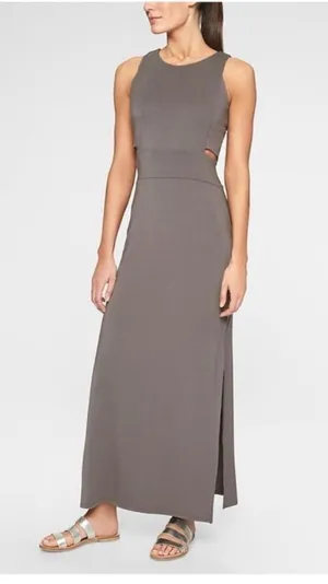 NWT Athleta Side Cut Out Maxi Dress in Silver Bells thumbnail 1