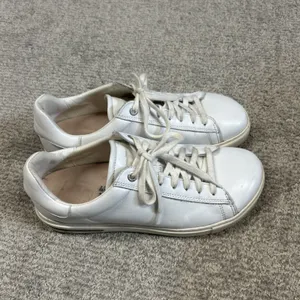 Birkenstock Bend Low Shoes Womens 9.5 White Leather Sneakers 40 Casual Lace Up thumbnail 3