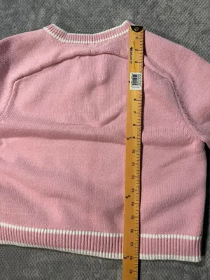 Abercrombie The Madeline Crewneck Knit Boxy Sweater Barbie Pink & White Small #1 thumbnail 8
