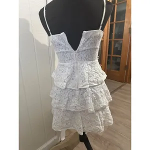 B. Darlin White Lace Tiered Ruffle Mini Dress Sweetheart Neckline Small thumbnail 7