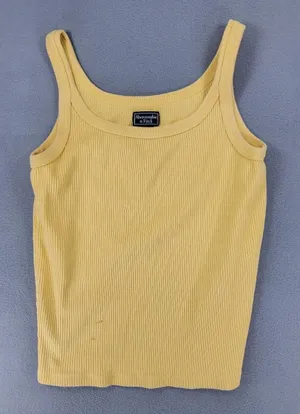 Abercrombie & Fitch Tank Top Women L Yellow Ribbed Cotton Scoop Neck Vintage Y2K thumbnail 1