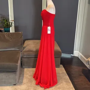 Women’s Full Length Red Chiffon Prom Party Dress Sweetheart Neckline Size 6 NWT thumbnail 3