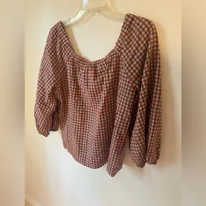 Madewell Gingham Seersucker Puff-Sleeve Button-Front Top Size 4 thumbnail 7
