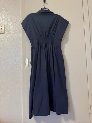 She + Sky Navy Blue Zip Front Drop Shoulder Midi Dress NWT Size L thumbnail 5