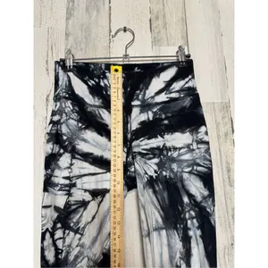 Black White Tie Dye Leggings small High Waist Stretch Yoga Athletic Pants thumbnail 5