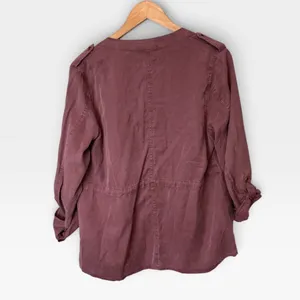 Knox Rose Mauve Utility Jacket Open Front Draped Lyocell Boho Purple Medium thumbnail 3