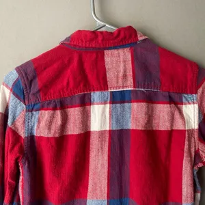American Eagle outfitters sz 4 red blue 100% cotton flannel shirt‎ thumbnail 7