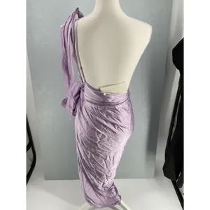 BAOBAB Womens Dress Marea One Shoulder Wrap Lavender Size Large thumbnail 5