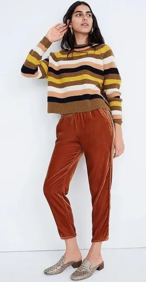 Madewell Track Pants‎ in Brown Velvet with Pockets thumbnail 1