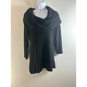 Soft Surroundings Womens Black‎ Cowl Neck Tunic Sweater Pockets Medium 25027 thumbnail 2
