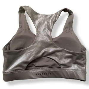 Anthropologie All Fenix Liquid Olive Metallic Racerback Sports Bra thumbnail 4
