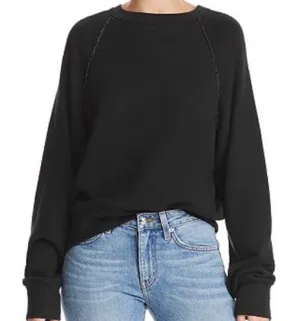 Daytona Chain Trim Casual Pullover Sweatshirt Black Silver Size Large thumbnail 1