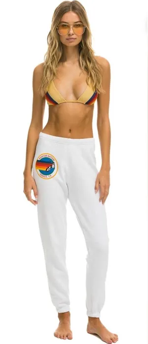 Aviator Nation White Sweatpants with Rainbow Side Logo Size M thumbnail 1