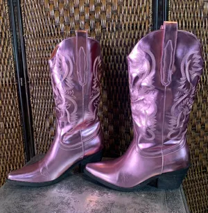 Metallic Pink Rock n Roll Cowgirl Boots Size 8 thumbnail 1
