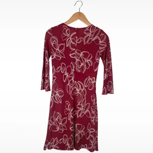 Vintage Y2K Finesse 3/4 Sleeve Red Floral Lace Waist Dress Women’s Medium Boho thumbnail 8