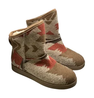 Indigo rd. Aztec Cozy Boot Women 6M Tan‎ Brown Rust Faux Fur Lined Mid Calf Boot thumbnail 1
