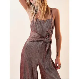 NWT Free‎ People Shimmer and Shine Jumpsuit / Ginger Snap Metallic Womens Size S thumbnail 5