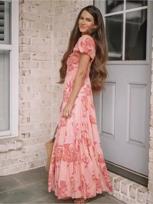 Free People Short Sleeve Sundrenched Maxi Dress In Pinky Combo Size XS thumbnail 2