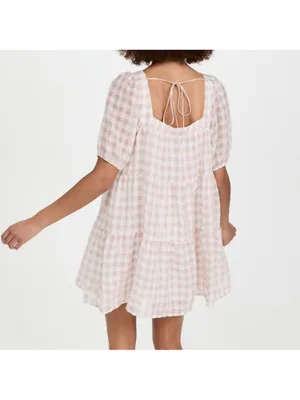 EN SAISON GINGHAM DRESS Size S Tan thumbnail 4