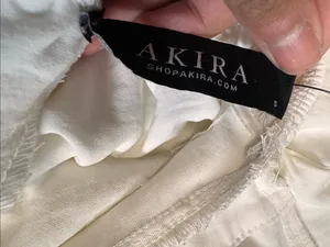 AKIRA Off White Tiered Ruffle Skort Romper Womens Small Tie Back Spaghetti Strap thumbnail 6