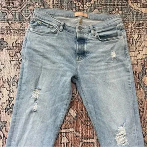 7 For All Mankind Josefina Skinny Boyfriend Distressed Jeans Light Wash Size 29 thumbnail 3