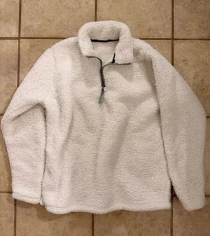 White Sherpa Quarter-Zip Pullover thumbnail 1