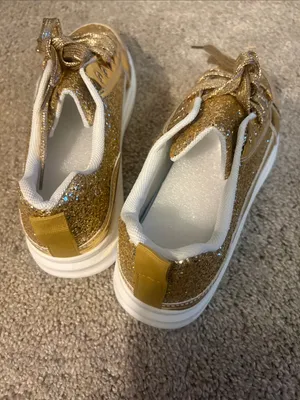Gold Glitter Women’s Low-Top Sneakers size 43 euro size 11/12 thumbnail 4