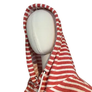 J. Crew Hoodie Pockets Red White Stripe Long Sleeve Front Pockets Relaxed SZ Lg thumbnail 6