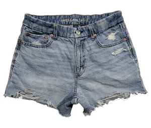 American Eagle Curvy Relaxed Short Light Wash Distressed Denim‎ Size 6 Strigid thumbnail 1