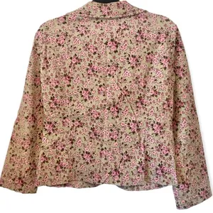 No Boundaries Vintage Y2K Floral Blazer Jacket Pink Tan Rose thumbnail 6