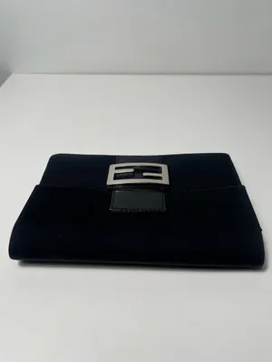 Fendi FF Logo Black Canvas Zucca Baguette Shoulder Flap Crossbody Bag Clutch thumbnail 7