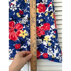 Talbots Womens Blue Red‎ Floral Elastic Waist A-Line Skirt Size M thumbnail 2