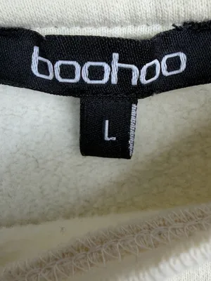 Boohoo Embroidered Balloon Sleeve Crop Sweatshirt Cream Boho Large thumbnail 5
