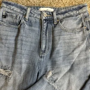 KanCan Jeans Women Size 7/27 Blue Light Wash High‎ Rise Straight Stretch Raw Hem thumbnail 3