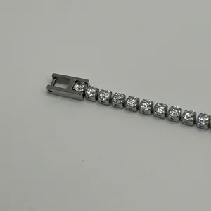 Moissanite Tennis Bracelet Real Silver VVS D Color Iced Out 3mm 7.5 Inch No Pass thumbnail 4