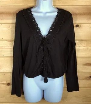 American Eagle Long-sleeve Lace front tie shirt thumbnail 1